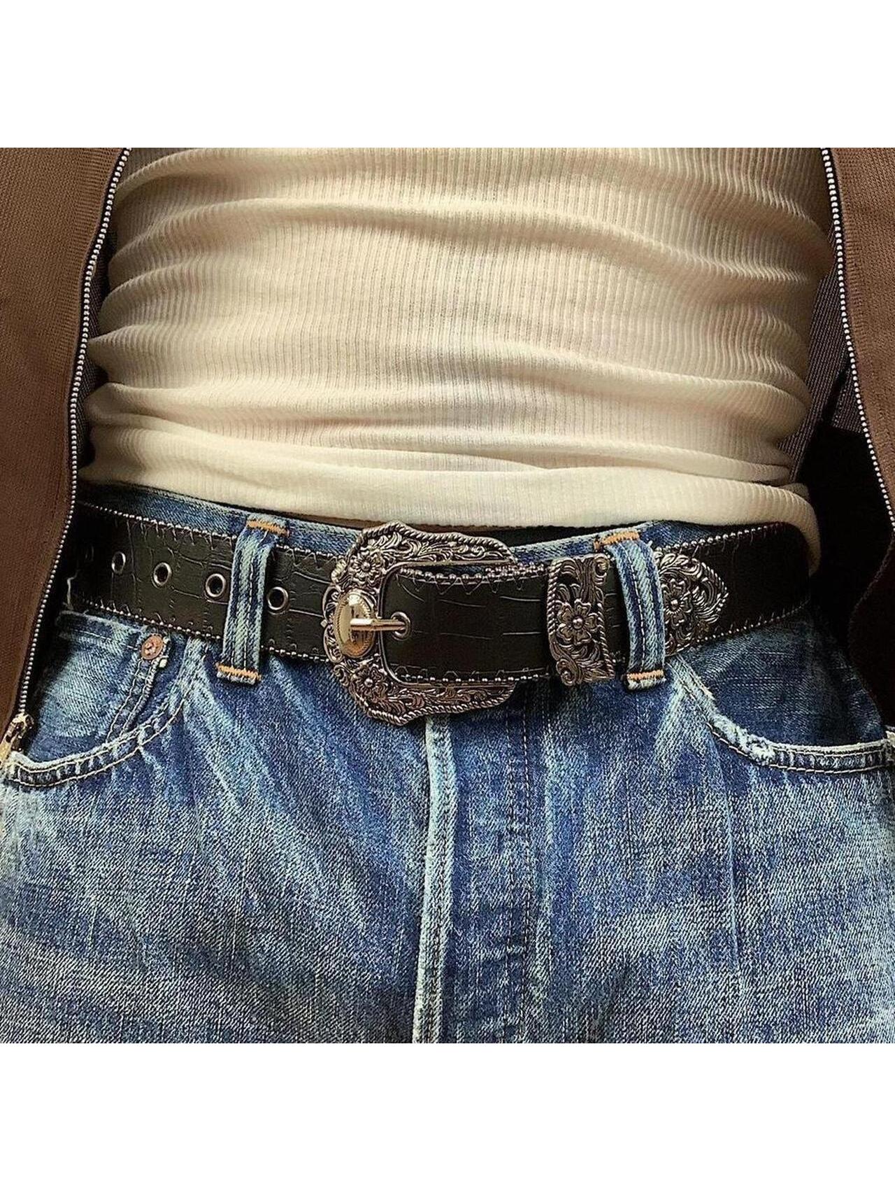 Y2k Western Boho Black Brown Belt 38.5 Inch Unisex